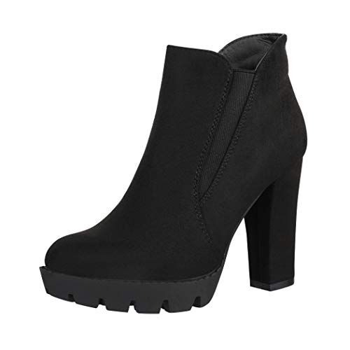 Elara Botines Mujer Chunkyrayan Negro PD03-Schwarz-38