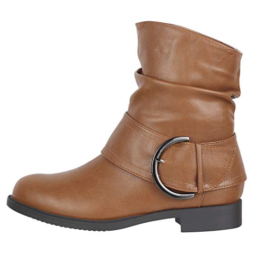 Elara Botines Mujer Forrado Hebillas Chunkyrayan Camello LR9091 Camel-39