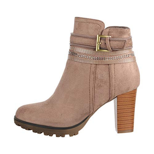 Elara Botines para Mujer Chunkyrayan Caqui 2018 C292-1-Khaki-39