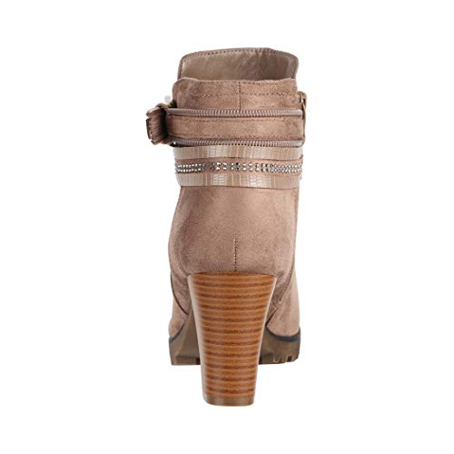 Elara Botines para Mujer Chunkyrayan Caqui 2018 C292-1-Khaki-39