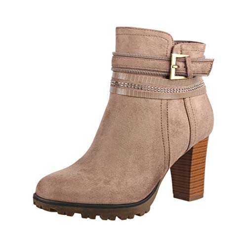 Elara Botines para Mujer Chunkyrayan Caqui 2018 C292-1-Khaki-39
