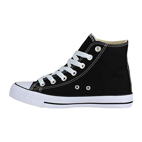 Elara Zapatilla Unisex Zapatos Deportivos Cómodos Mujer y Hombre Textil High Top Negro Black-39