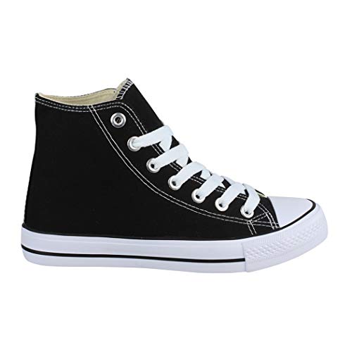 Elara Zapatilla Unisex Zapatos Deportivos Cómodos Mujer y Hombre Textil High Top Negro Black-39
