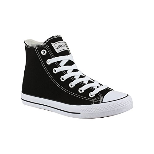 Elara Zapatillas Deportivas Unisex Hombre y Mujer Textil High Top Textil Chunkyrayan Negro 019-A-Schwarz-36