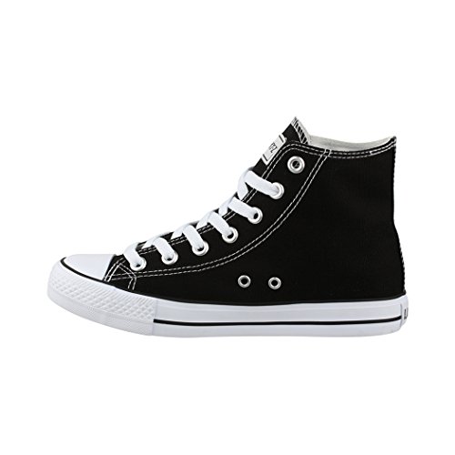 Elara Zapatillas Deportivas Unisex Hombre y Mujer Textil High Top Textil Chunkyrayan Negro 019-A-Schwarz-36