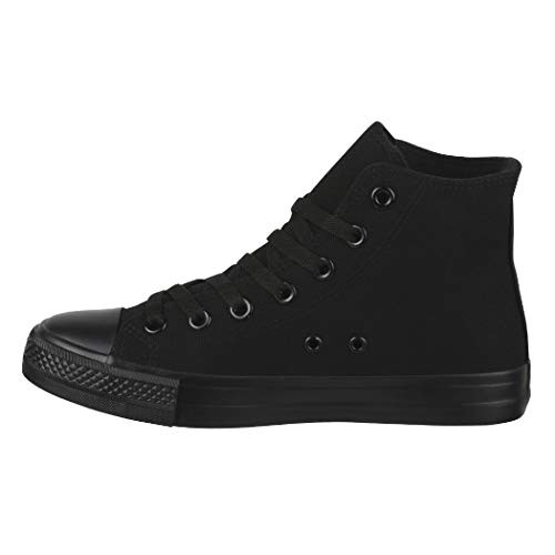 Elara Zapatillas Deportivas Unisex Hombre y Mujer Textil High Top Textil Chunkyrayan Todo Negro ZY9031-12-Allblack-41