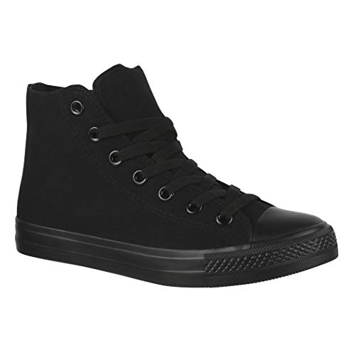 Elara Zapatillas Deportivas Unisex Hombre y Mujer Textil High Top Textil Chunkyrayan Todo Negro ZY9031-12-Allblack-41