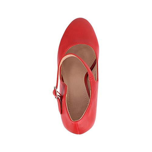 Elara Zapato de Tacón Alto con Correa Mujer Vintage Chunkyrayan Rojo E22320 Red-37