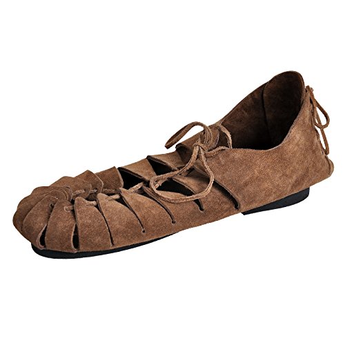 Elbenwald Zapatos de la Federación de Mujeres Medievales con Cordones marrón 36-41 de Gamuza - 42
