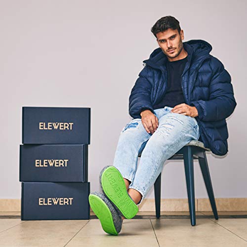 ELEWERT® - NATURAL-W1GREY-GREEN - Zapatillas para casa, Confort, Unisex, Interior, Exterior, Suela de Caucho, Plantilla extraíble reciclada, Designed IN Europe, Made IN Spain. Talla 43