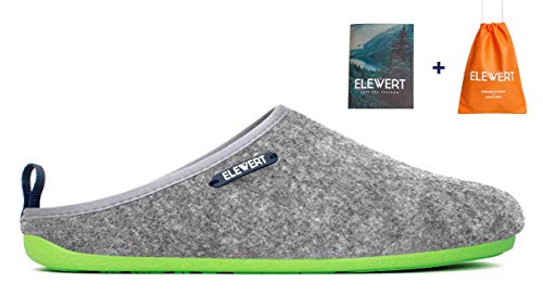 ELEWERT® - NATURAL-W1GREY-GREEN - Zapatillas para casa, Confort, Unisex, Interior, Exterior, Suela de Caucho, Plantilla extraíble reciclada, Designed IN Europe, Made IN Spain. Talla 43