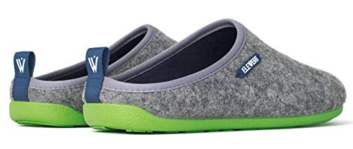 ELEWERT® - NATURAL-W1GREY-GREEN - Zapatillas para casa, Confort, Unisex, Interior, Exterior, Suela de Caucho, Plantilla extraíble reciclada, Designed IN Europe, Made IN Spain. Talla 43