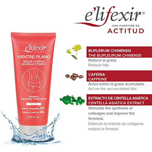 Elifexir Vientre Plano, Crema Reductora Abdomen Mujer, Combate la Flacidez del Abdomen, Vientre Plano Mujer, Crema Aniticulítica, Hidratación y Firmeza, Extracto de Centella Asiatica - 200 ml