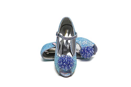 ELSA & ANNA® Última Diseño Niñas Princesa Reina de Nieve Jalea Partido Zapatos Zapatos de Fiesta Sandalias (Blue, Euro 27-Longitud:18.0cm)