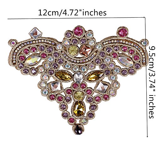 EMDOMO 2 parches de diamantes de imitación florales para zapatos, ropa de bricolaje, suministros de costura