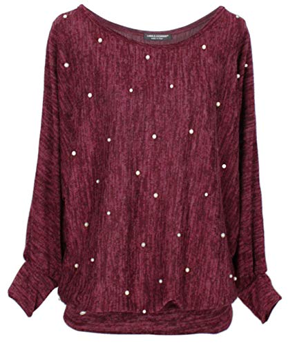 Emma & Giovanni - Sudadera con Perlas - Mujer (Rojo, L-XL)