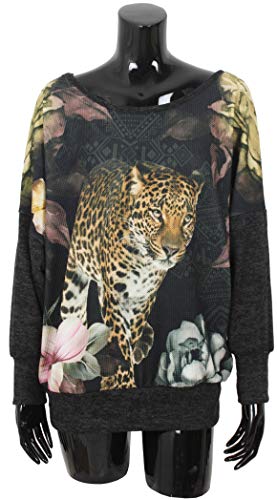 Emma & Giovanni -Top/Camiseta - Mujer (Leopardo, M-L)