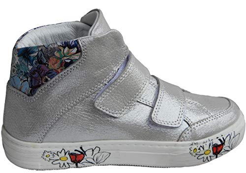 ennellemoo® - Zapatillas de piel auténtica con cierre de velcro para niña, color Gris, talla 35 EU
