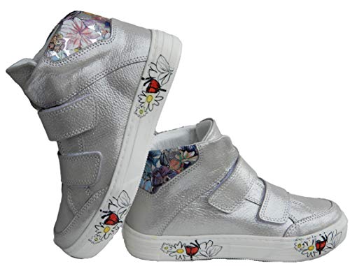 ennellemoo® - Zapatillas de piel auténtica con cierre de velcro para niña, color Gris, talla 35 EU