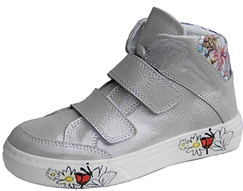 ennellemoo® - Zapatillas de piel auténtica con cierre de velcro para niña, color Gris, talla 35 EU