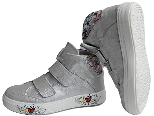 ennellemoo® - Zapatillas de piel auténtica con cierre de velcro para niña, color Gris, talla 35 EU