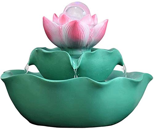Equipo de Vida Fuente Resina Lotus Fuente de Escritorio Bola de Transferencia Circulación Agua Estanque de Peces Fuente de Escritorio Oficina en casa Regalo Cascada de Escritorio Adornos de Feng SH