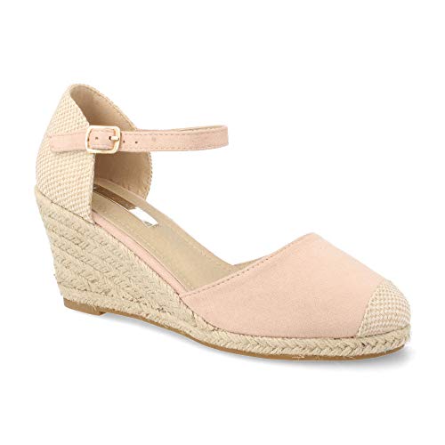 Espardena de Mujer con Cuna de Yute Valenciana Campesina Clasica con Correa Ajustable Primavera Verano 2019. Talla 41 Beige