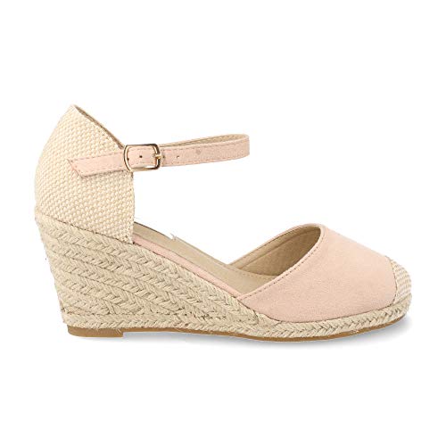 Espardena de Mujer con Cuna de Yute Valenciana Campesina Clasica con Correa Ajustable Primavera Verano 2019. Talla 41 Beige