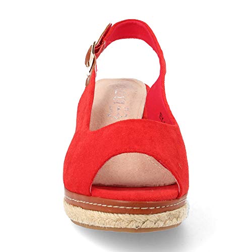 Espardena Mujer con Cuna en Yute Modelo Peep Toe Correa Trasera Estilo Slingback Primavera Verano 2019. Talla 36 Rojo