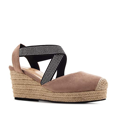 Espardeñas de Mujer de Verano con cuya de Yute - AM5431 - Cuñas Muy cómodas Materiales - Cuñas en Tallas pequeñas y Grandes de la 32 a la 35 y 42 a la 45. Maquillaje, EU 43