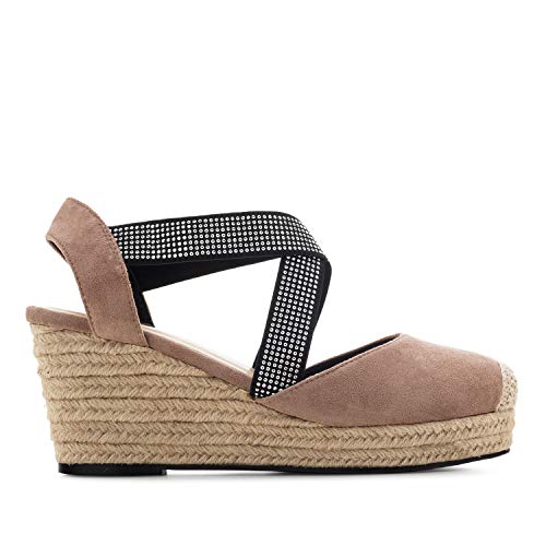 Espardeñas de Mujer de Verano con cuya de Yute - AM5431 - Cuñas Muy cómodas Materiales - Cuñas en Tallas pequeñas y Grandes de la 32 a la 35 y 42 a la 45. Maquillaje, EU 43