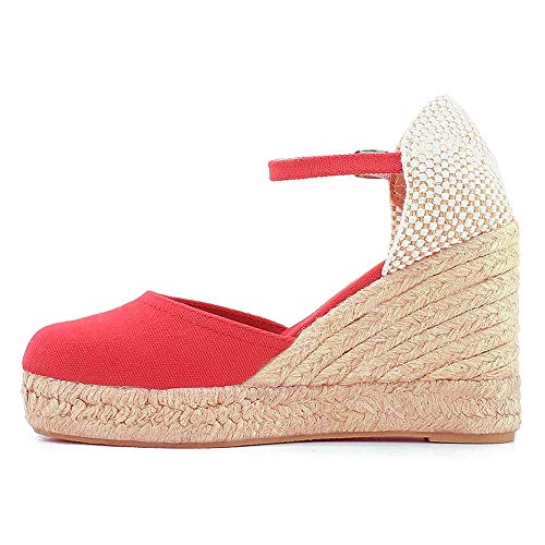 Esparto CUÑA Alta 7 Cuerdas Textil (38, Rojo)