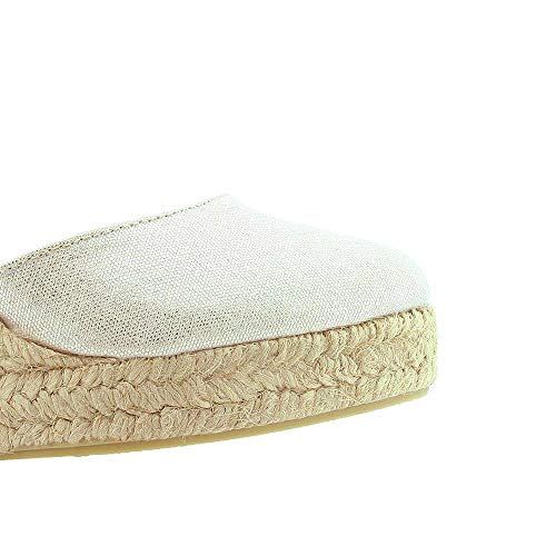 Esparto CUÑA Alta 7 Cuerdas Textil-Nueva Horma (Plata, Numeric_36)