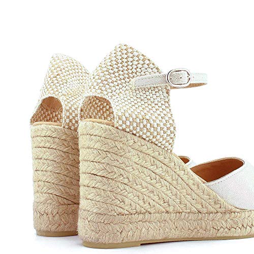 Esparto CUÑA Alta 7 Cuerdas Textil-Nueva Horma (Plata, Numeric_36)