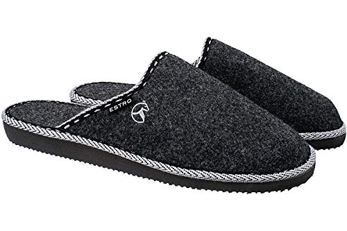 ESTRO Zapatillas De Casa Hombre Zapatillas Fieltro Pantuflas Casa Hombre F14 (Negro, 43)