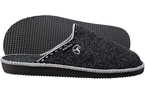 ESTRO Zapatillas De Casa Hombre Zapatillas Fieltro Pantuflas Casa Hombre F14 (Negro, 43)