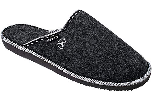ESTRO Zapatillas De Casa Hombre Zapatillas Fieltro Pantuflas Casa Hombre F14 (Negro, 43)