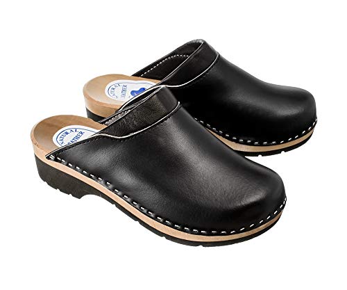 ESTRO Zuecos De Madera para Mujer Calzado Sanitario De Trabajo CDL02 (40, Negro 1)