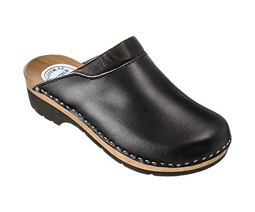 ESTRO Zuecos De Madera para Mujer Calzado Sanitario De Trabajo CDL02 (40, Negro 1)
