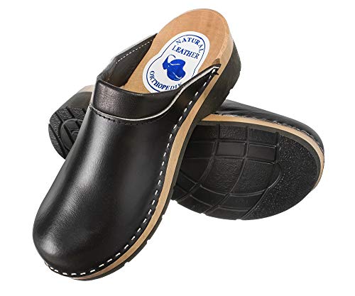 ESTRO Zuecos De Madera para Mujer Calzado Sanitario De Trabajo CDL02 (40, Negro 1)