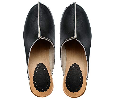 ESTRO Zuecos De Madera para Mujer Calzado Sanitario De Trabajo CDL03 (38 EU, Negro)