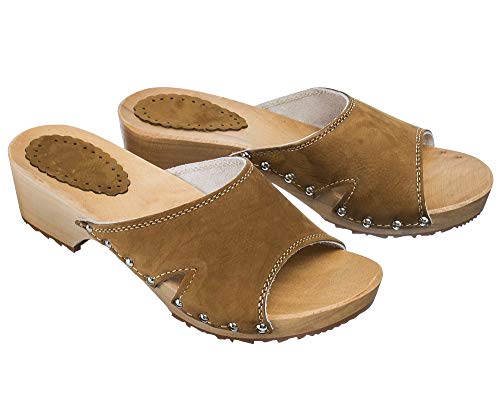 ESTRO Zuecos De Madera para Mujer Calzado Sanitario De Trabajo CDL04 (Beige, 39)