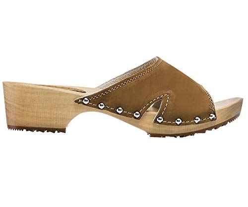 ESTRO Zuecos De Madera para Mujer Calzado Sanitario De Trabajo CDL04 (Beige, 39)