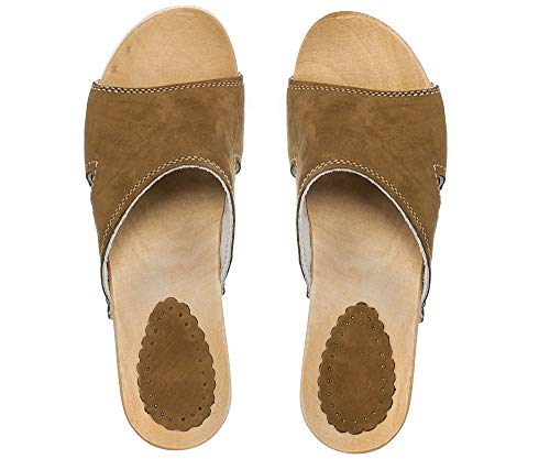ESTRO Zuecos De Madera para Mujer Calzado Sanitario De Trabajo CDL04 (Beige, 39)