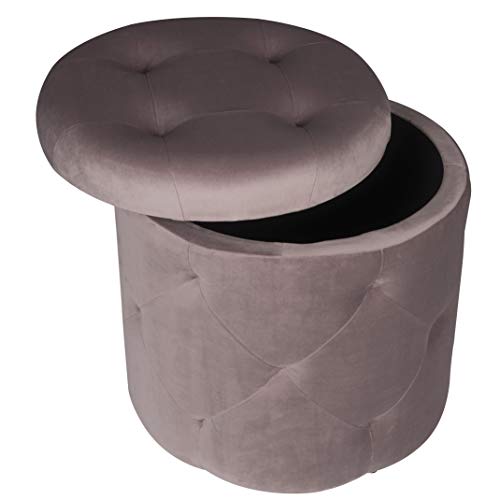 EUGAD Taburete Redondo Sillas de Asiento Cube de Terciopelo Reposapiés Taburete con Espacio de Almacenamiento, Tapa Extraíble 39,5x39,5x40cm Rosa 0045DZ
