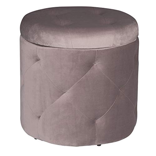 EUGAD Taburete Redondo Sillas de Asiento Cube de Terciopelo Reposapiés Taburete con Espacio de Almacenamiento, Tapa Extraíble 39,5x39,5x40cm Rosa 0045DZ