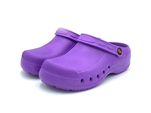 EVA Color Violeta Talla 38, Zueco de Trabajo para sanidad y hostelería Unisex Certificado CE EN ISO 20347 Marca DIAN