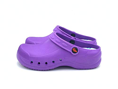 EVA Color Violeta Talla 38, Zueco de Trabajo para sanidad y hostelería Unisex Certificado CE EN ISO 20347 Marca DIAN