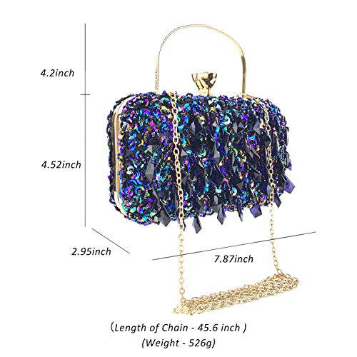 EVEOUT Embrague Deslumbrante con Brillo Deslumbrante de la Dama, Bolso de Noche con Incrustaciones de Cristales de Novias Nobles Para la Fiesta de Bodas