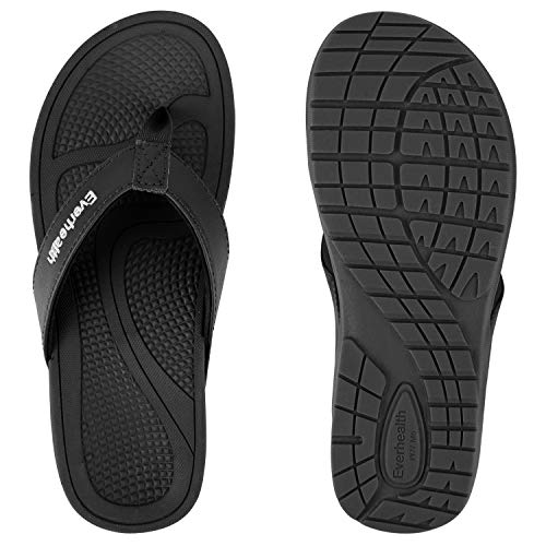 Everhealth Sandalias y Chanclas Mujer Ortopédicas Playa Sandalia, Plantilla Zapatillas para Mejorar el Apoyo del Arco y Aliviar la Fascitis Plantar - Negro 41